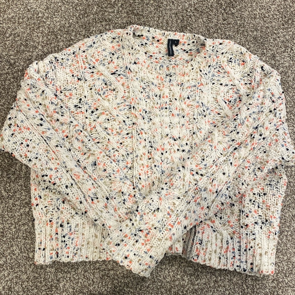 Cropped white multicolor sweater
